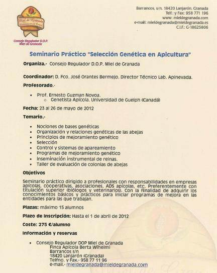 seminario taller curso de selección genética en apicultura